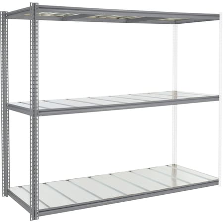 Global Industrial High Cap. Add-On Rack 96Wx48Dx60H 3 Levels Steel Deck 800lb Per Shelf Gray 581057GY